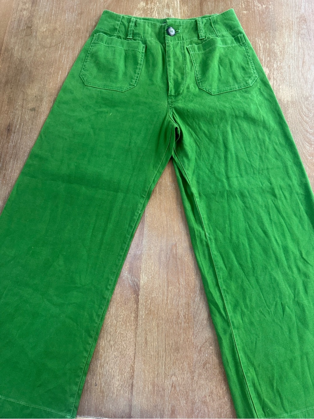 Maeve Bright Green Wide-Leg Pants